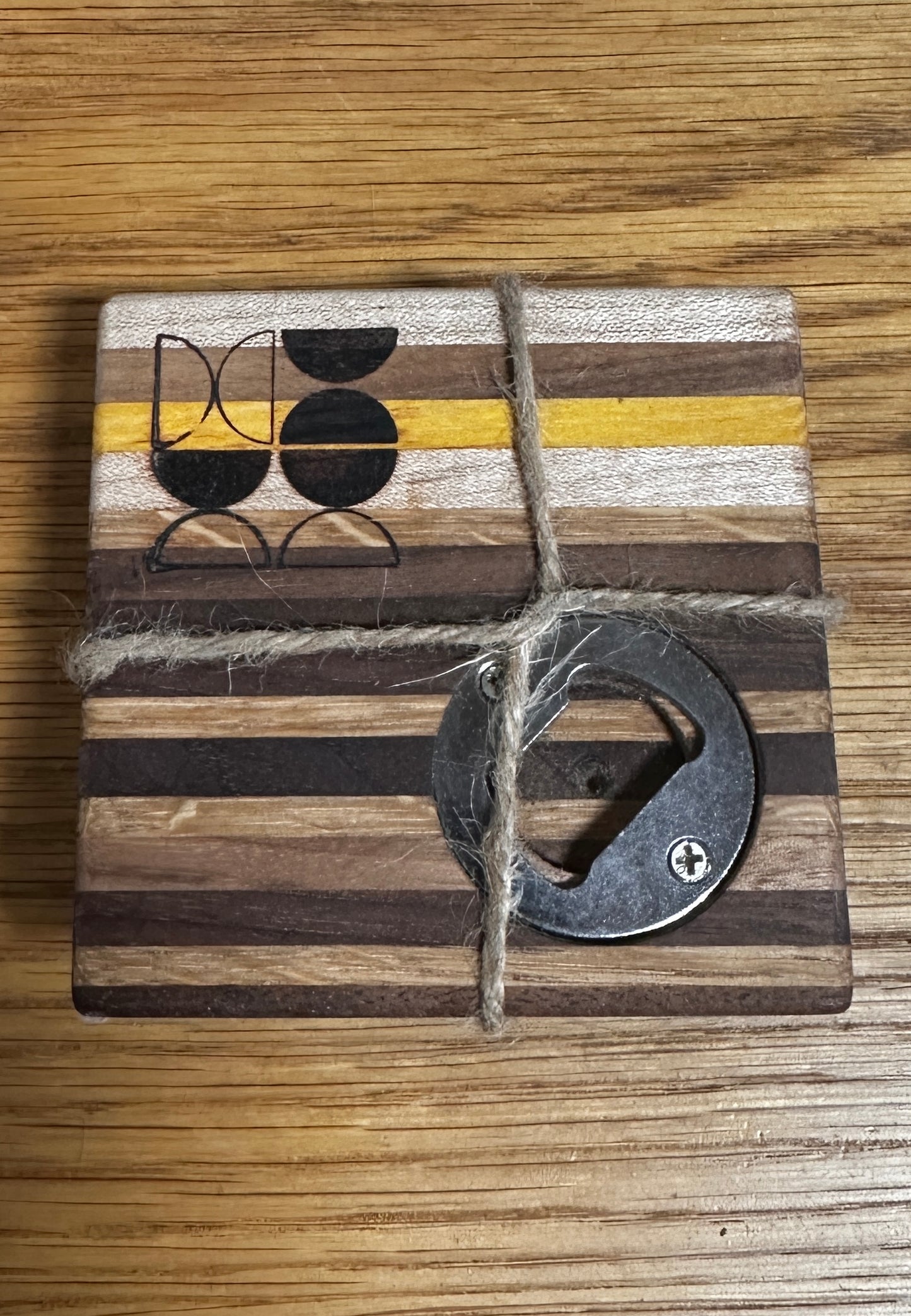 Wood Coasters with Bottle Opener