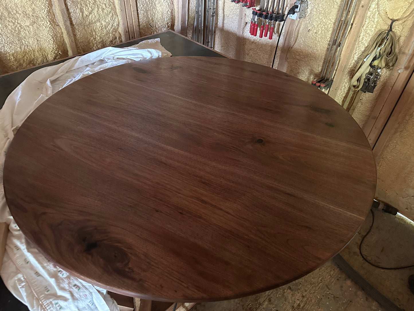 Round Black walnut table top