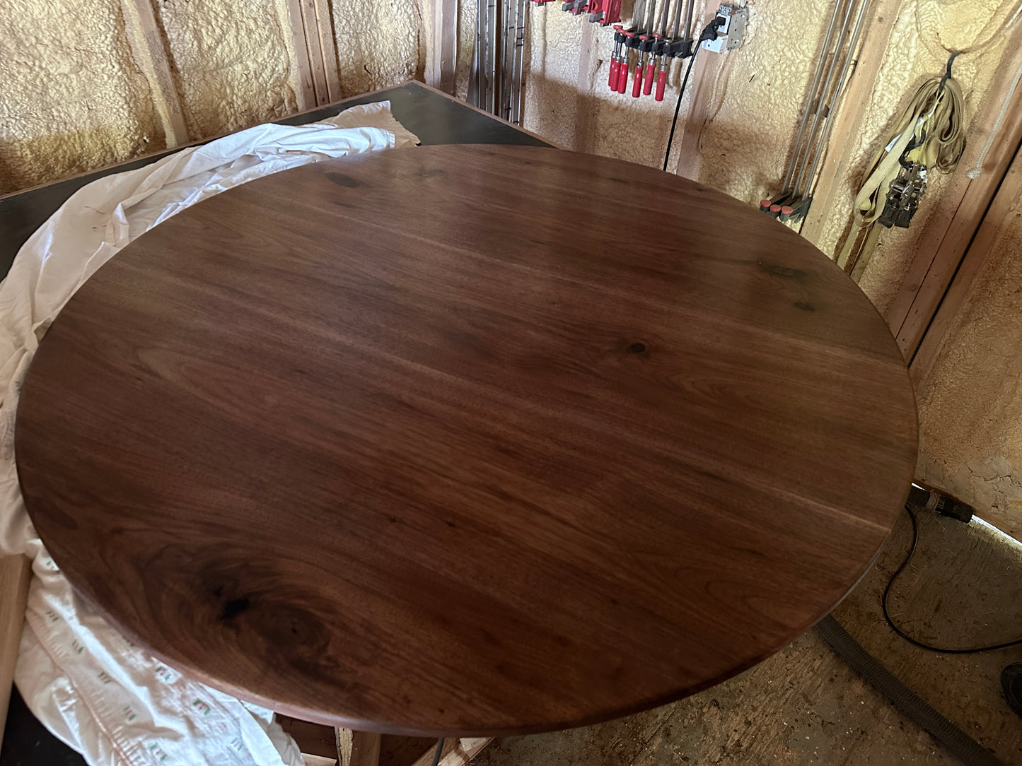 Round Black walnut table top