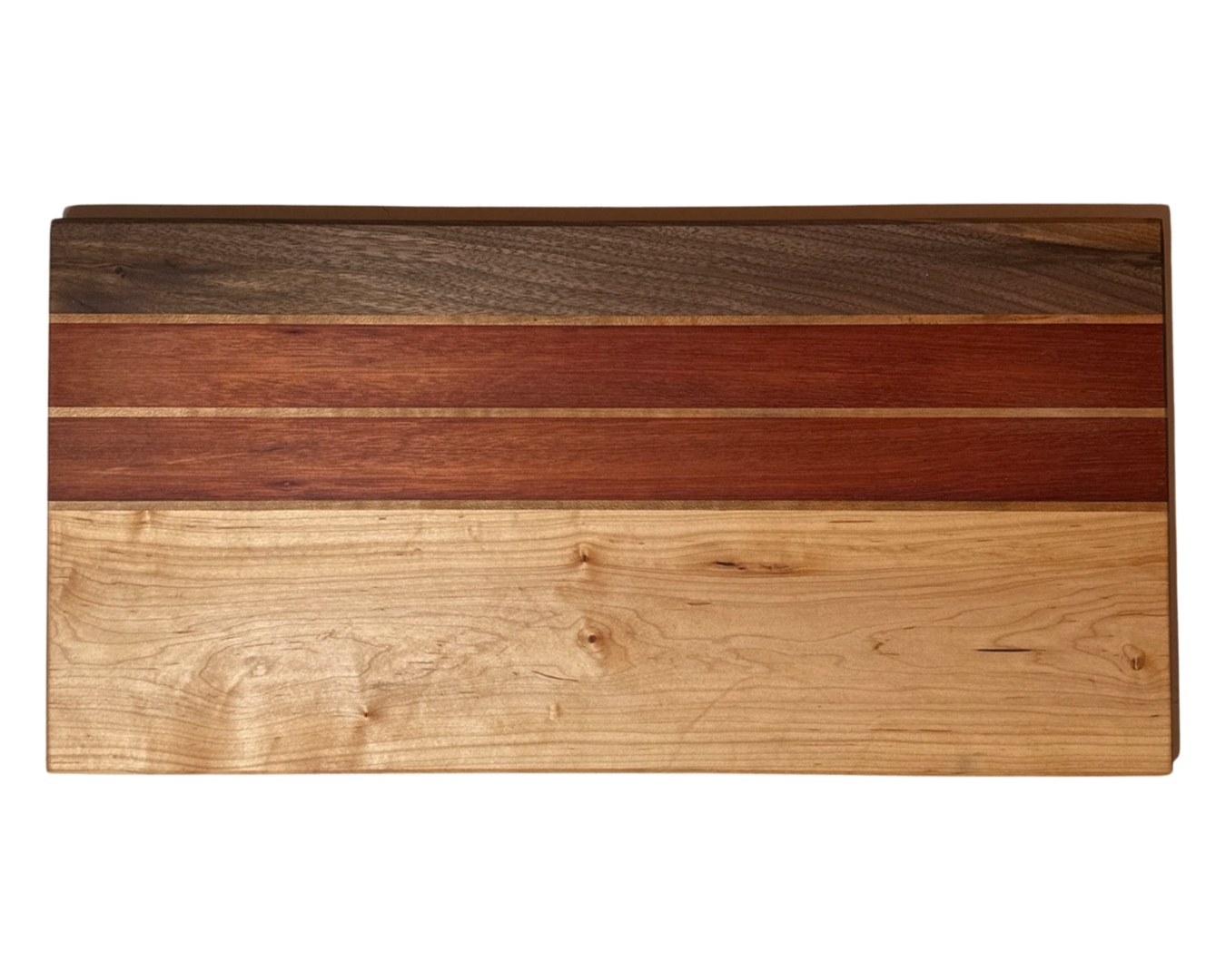 Exotic Wood Cutting Board Made with Maple, Bloodwood,,Walnut, Cherry
