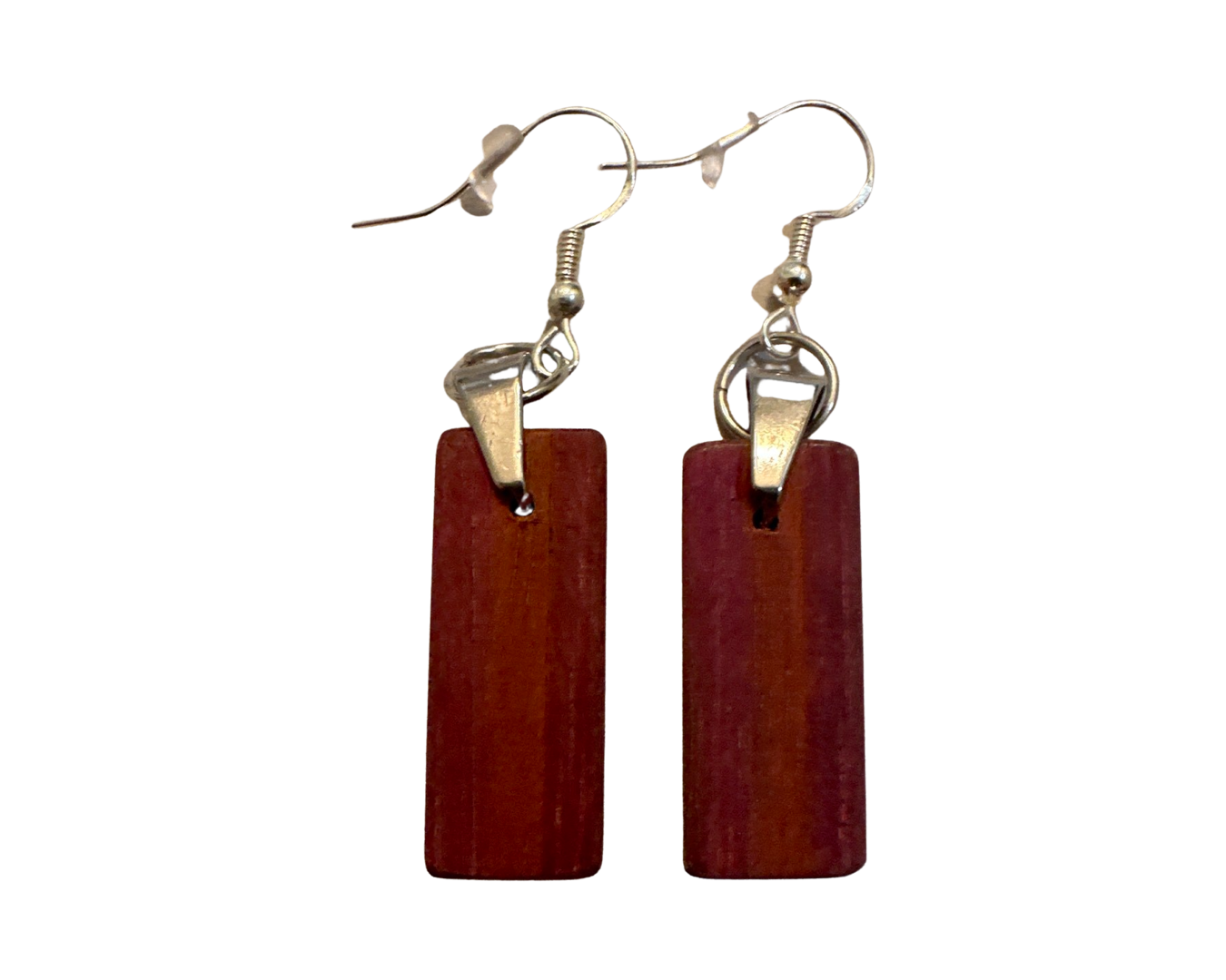 Exotic Wood Earrings with Sterling Silver Hooks and earring protectors