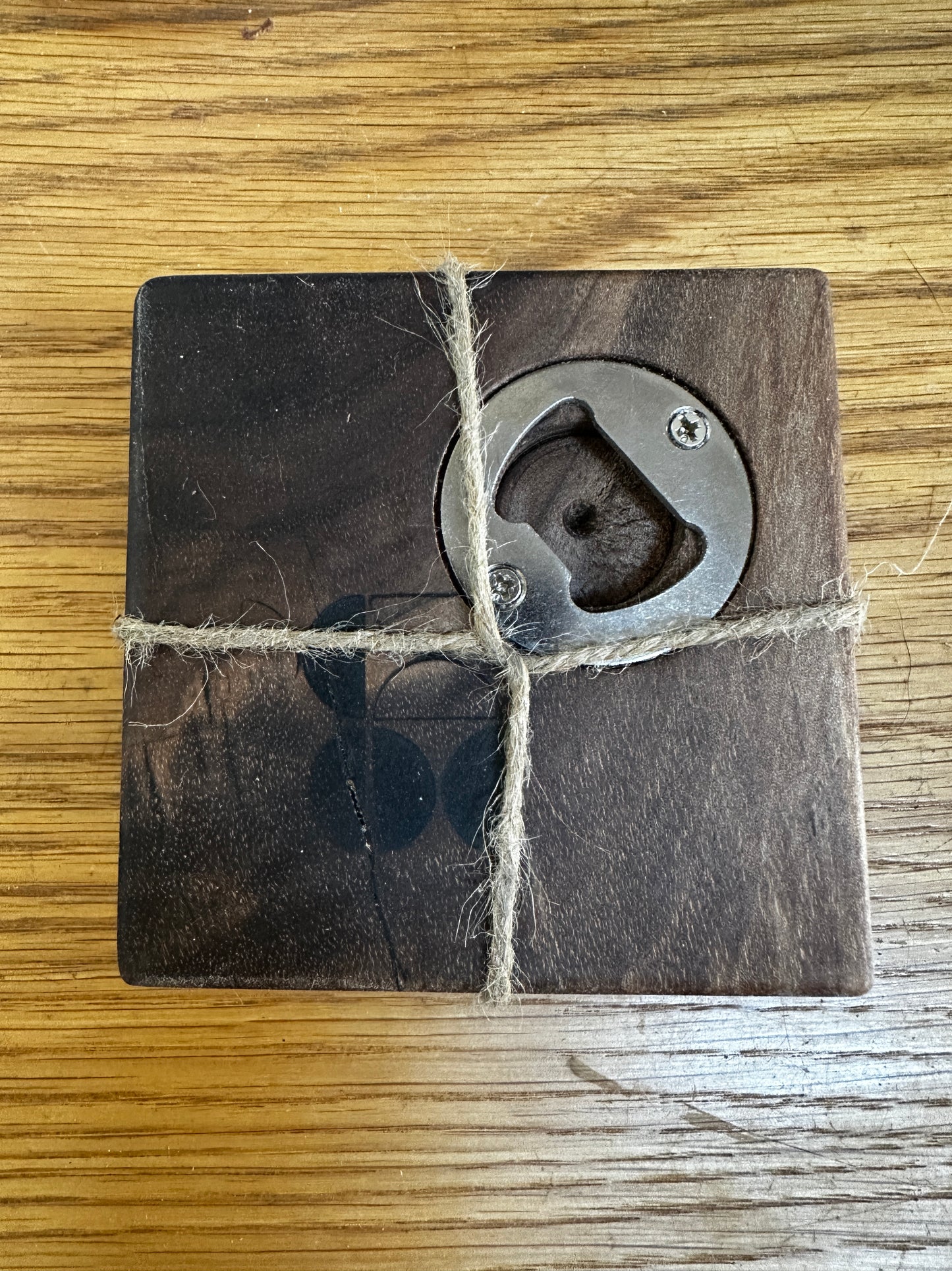 Wood Coaster with Bottle Opener