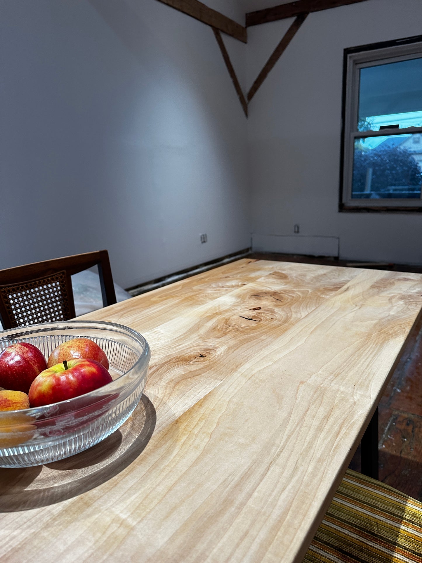 Maple Table with Black Iron Legs and Custom Benches